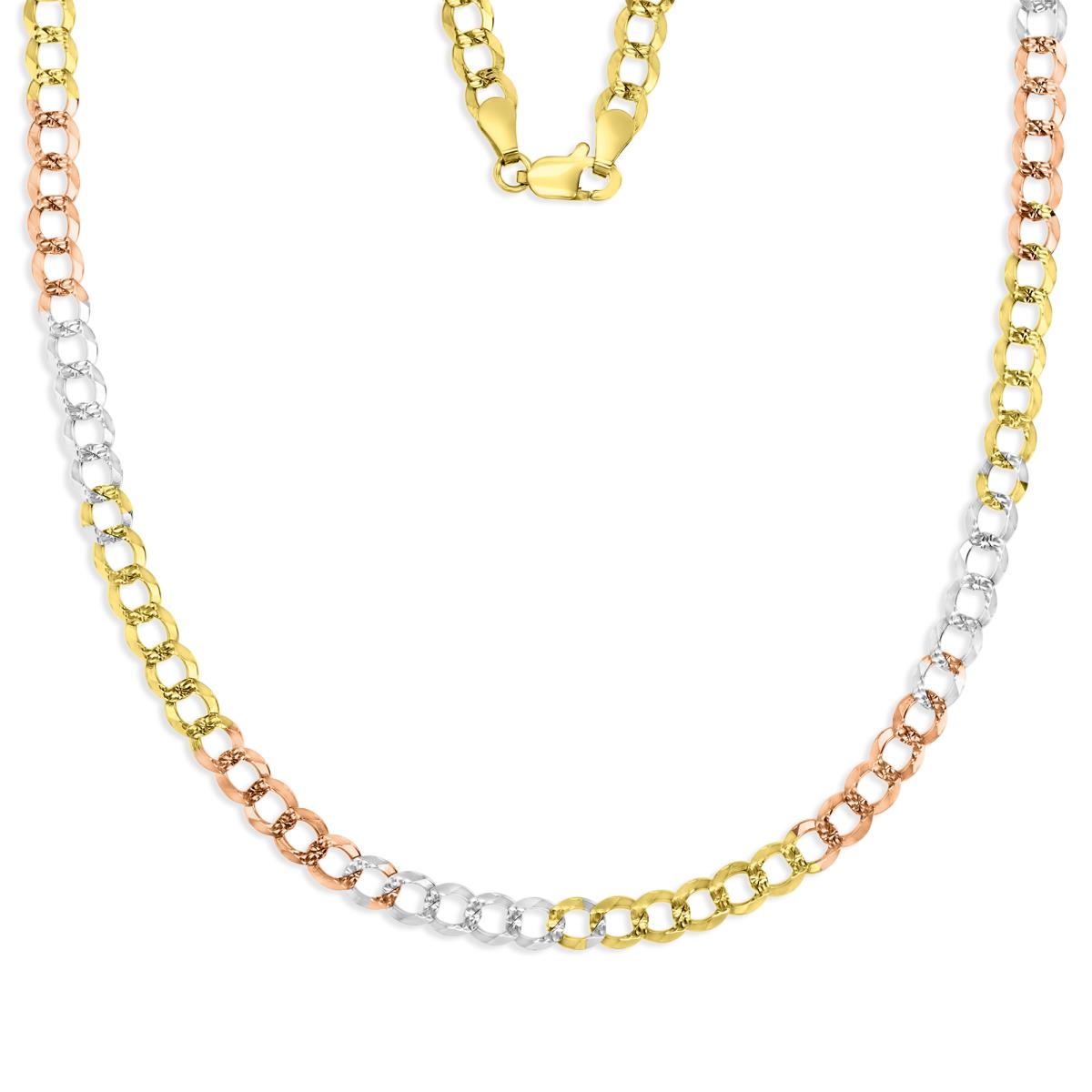14K Gold Tricolor 5MM Cuban 120 26" Chain 