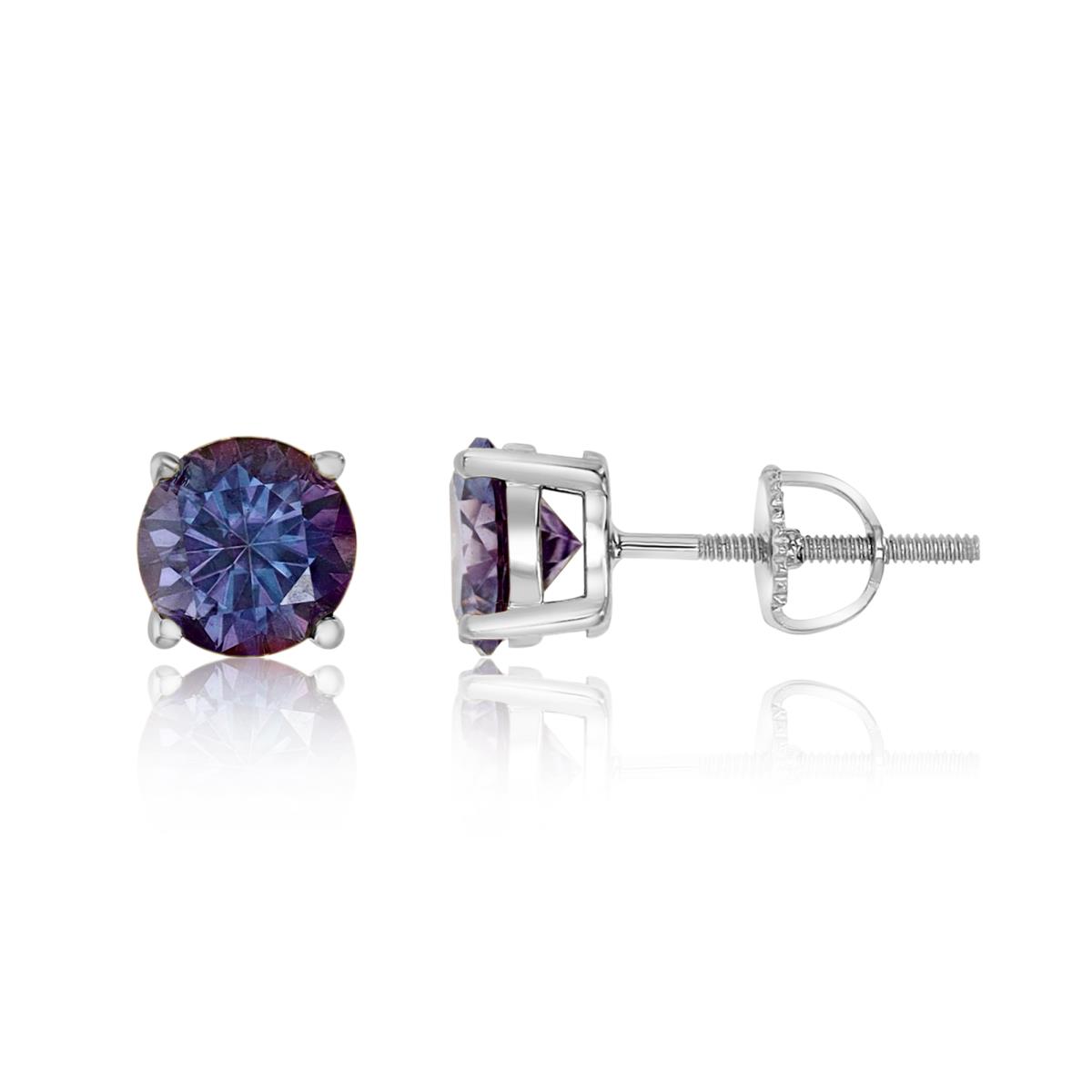 Sterling Silver Rhodium 1  7/8ctw Polished Blue Moissanite Stud Earring