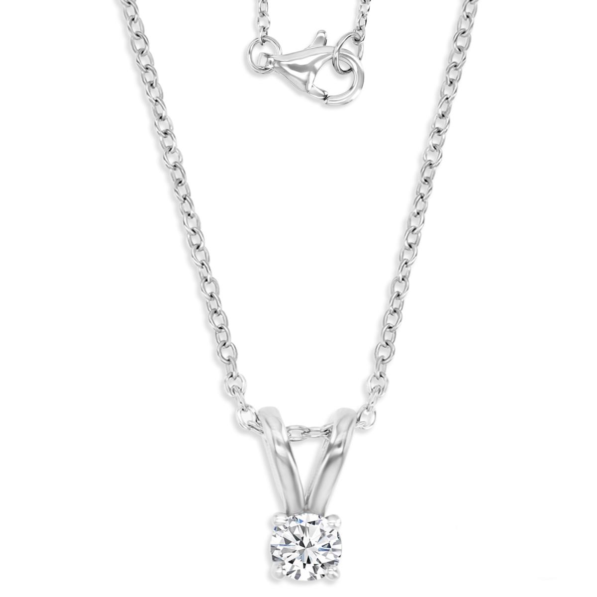 Sterling Silver Rhodium 1/4CTW Polished Rnd Moissanite 18'' Necklace