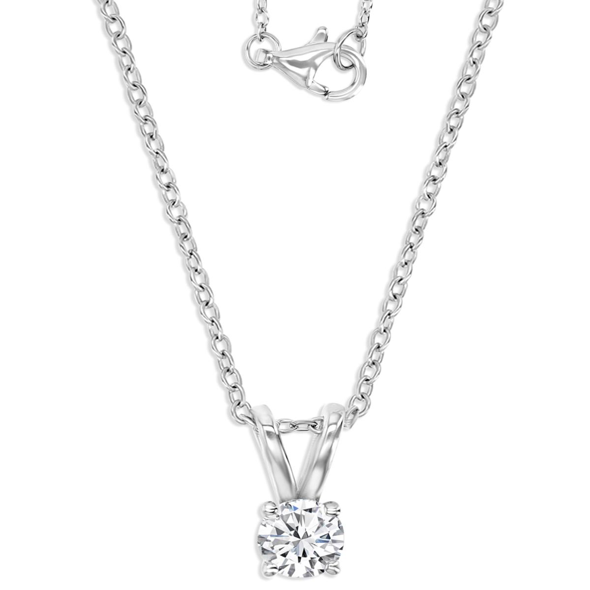 Sterling Silver Rhodium 3/8CTW  Polished Rnd Moissanite 18'' Necklace