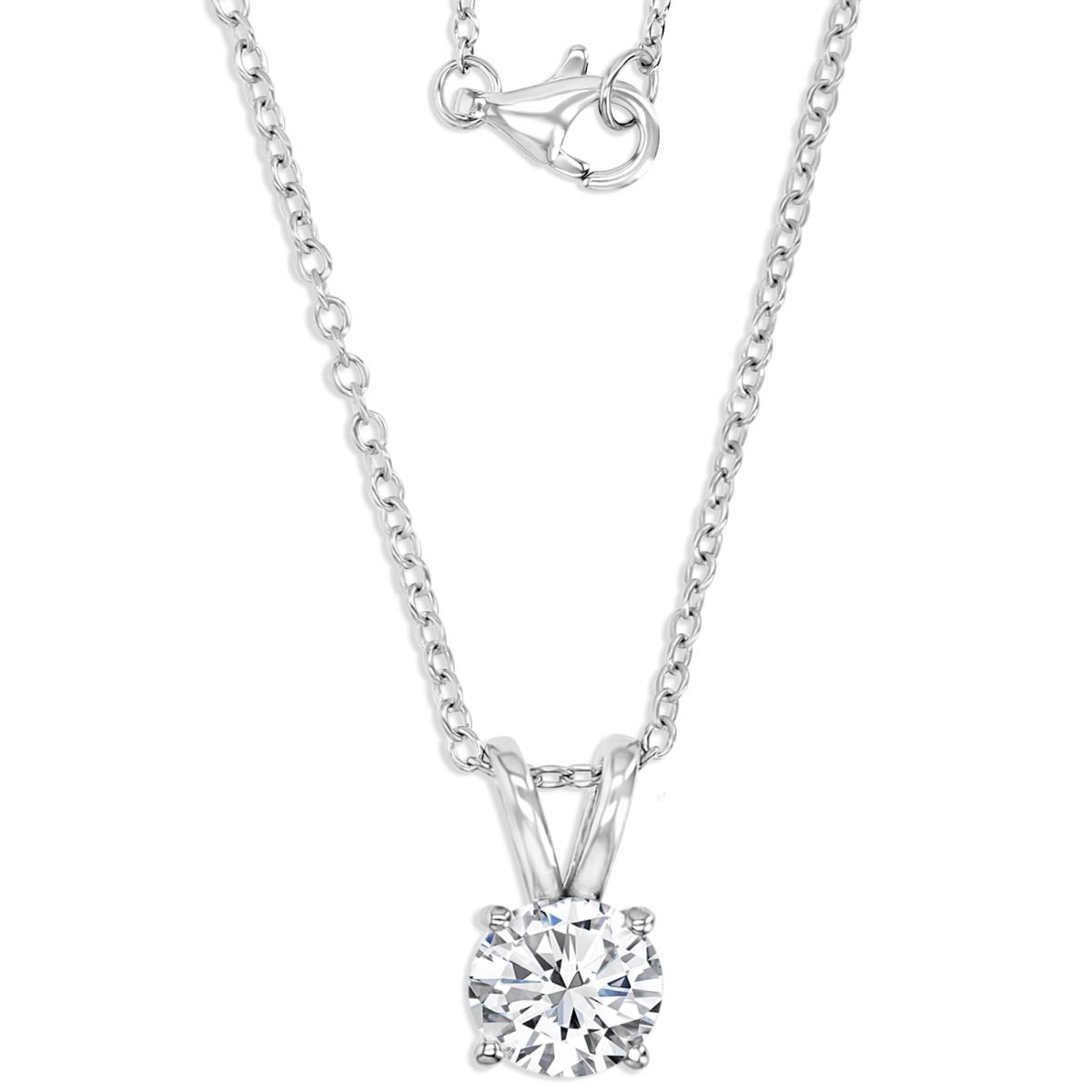Sterling Silver Rhodium 1 CTW Polished Moissanite 18'' Necklace