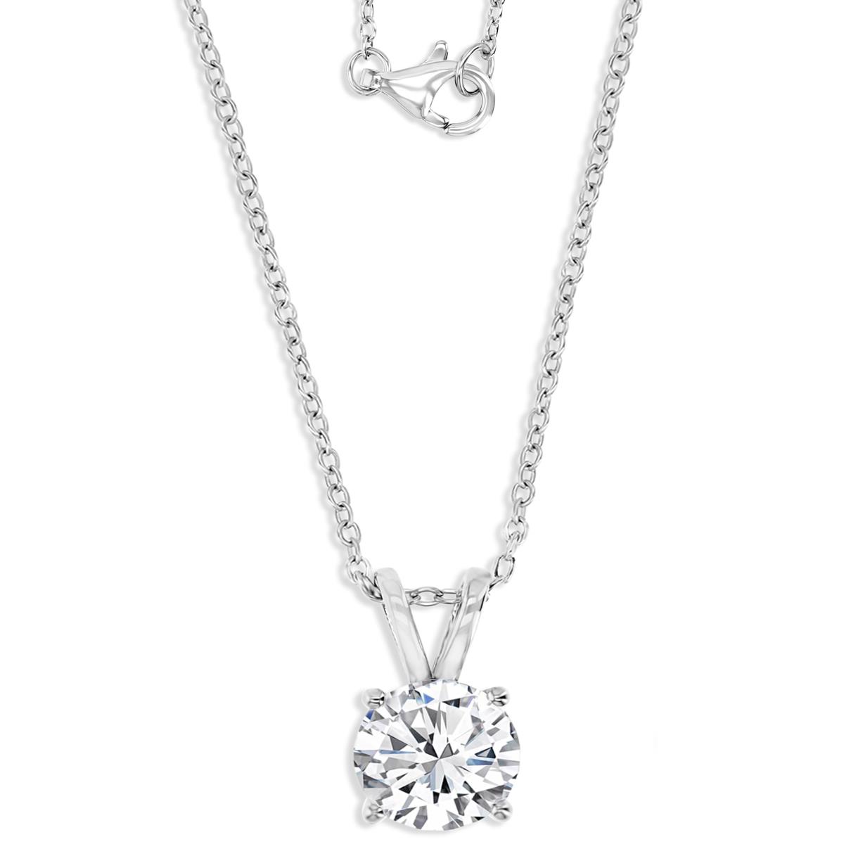 Sterling Silver Rhodium 1 3/4 CTW Polished Rnd Moissanite 18'' Necklace