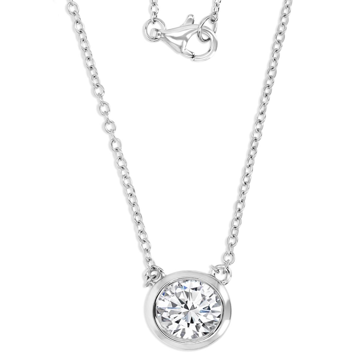 Sterling Silver Rhodium 1ctw Polished Moissanite 18'' Necklace