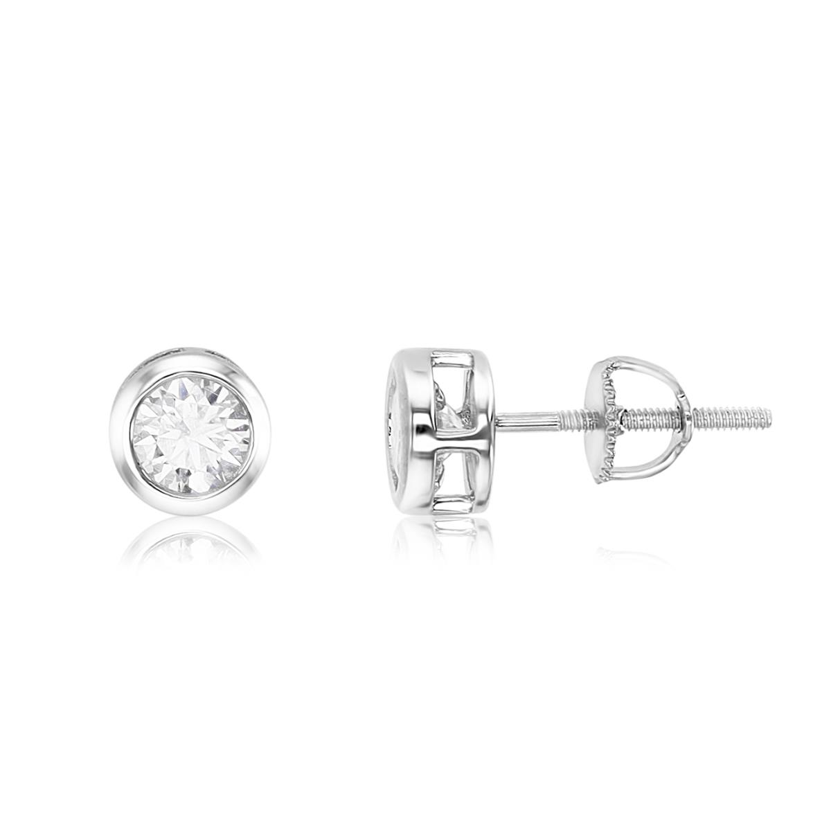 Sterling Silver Rhodium7/8 ctw Polished Moissanite Stud Earring