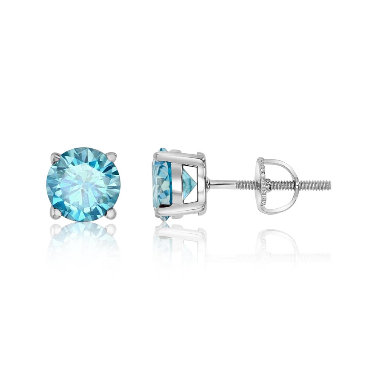 Sterling Silver Rhodium 1   7/8ctw Polished Londo Blue Moissanite Stud Earring
