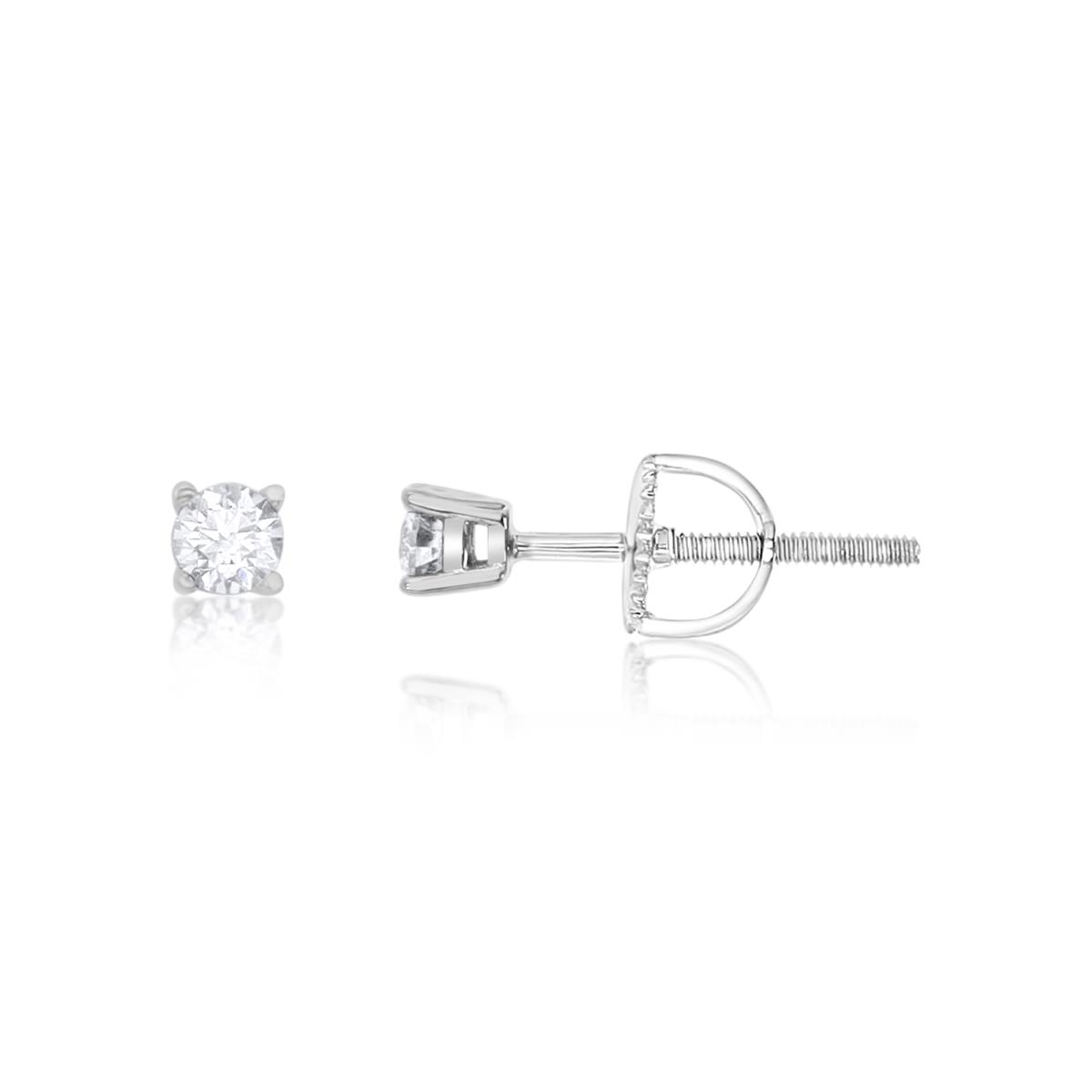 Sterling Silver Rhodium 1/5 ctw  Polished White Moissanite Stud Earring
