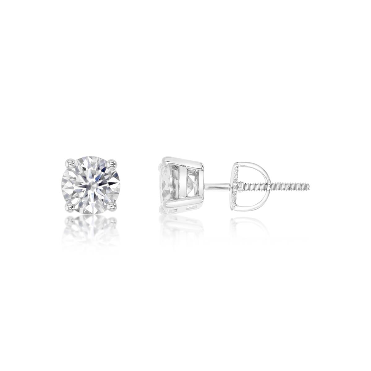 Sterling Silver Rhodium  1 1/2 ctw  Polished White Moissanite Stud Earring