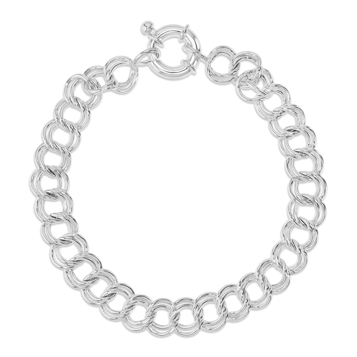 Sterling Silver Silver Plated 8.5mm Double Curb 7.5" Chain Bracelet