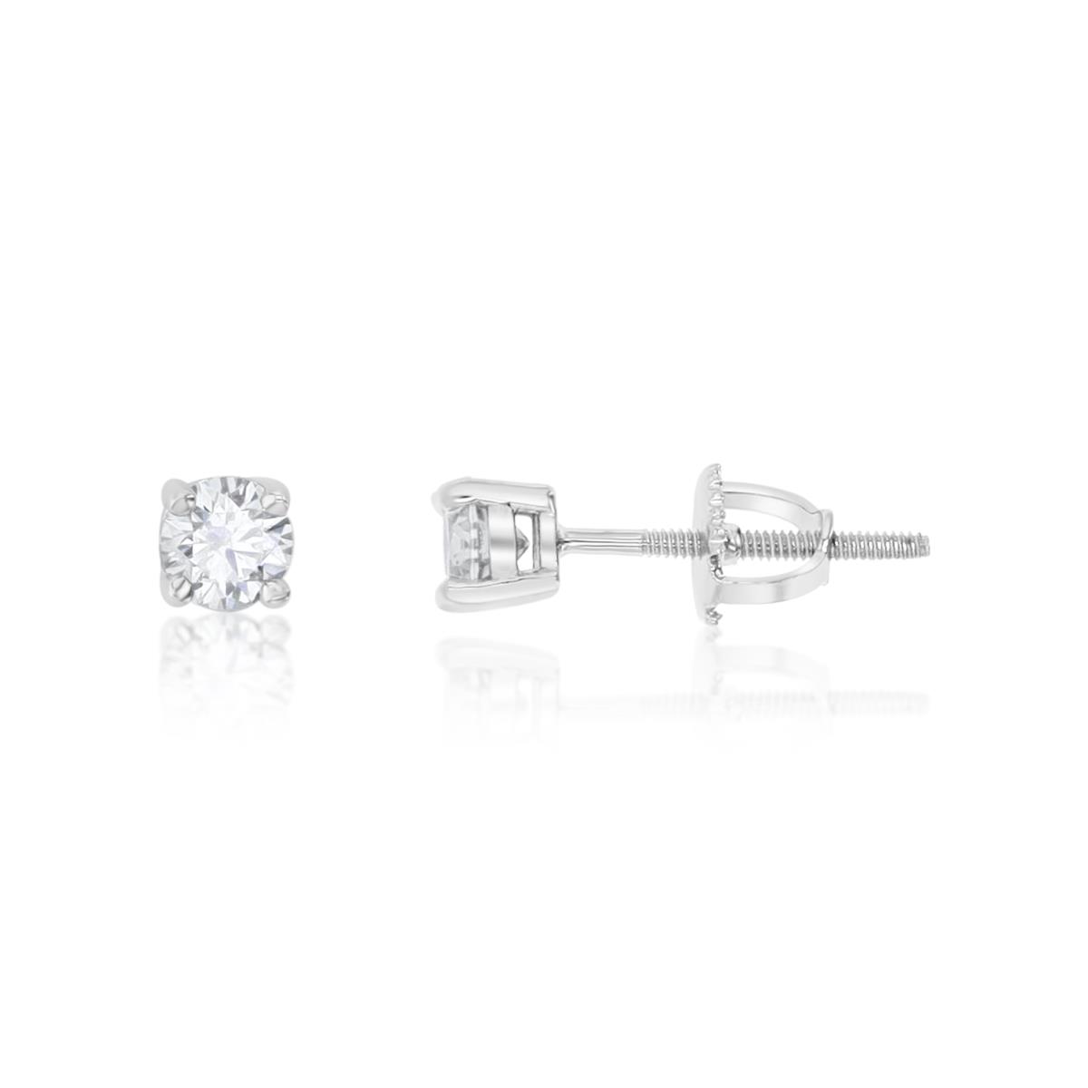 Sterling Silver Rhodium 1/2ctw  Polished White Moissanite Stud Earring