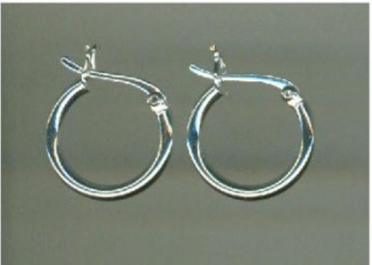 Sterling Silver Rhodium 15X2MM Polished Tube Hoop Earring