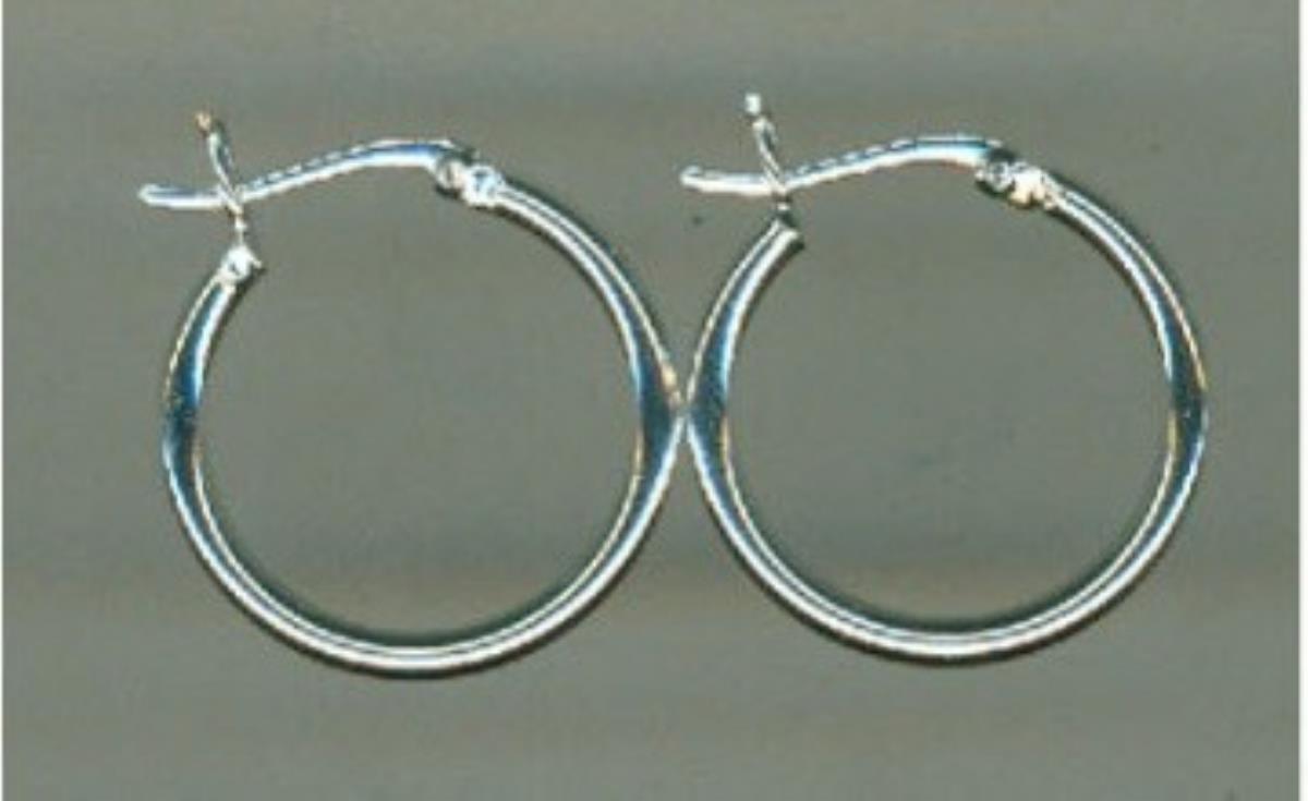 Sterling Silver Rhodium 30X2MM Polished Tube Hoop Earring