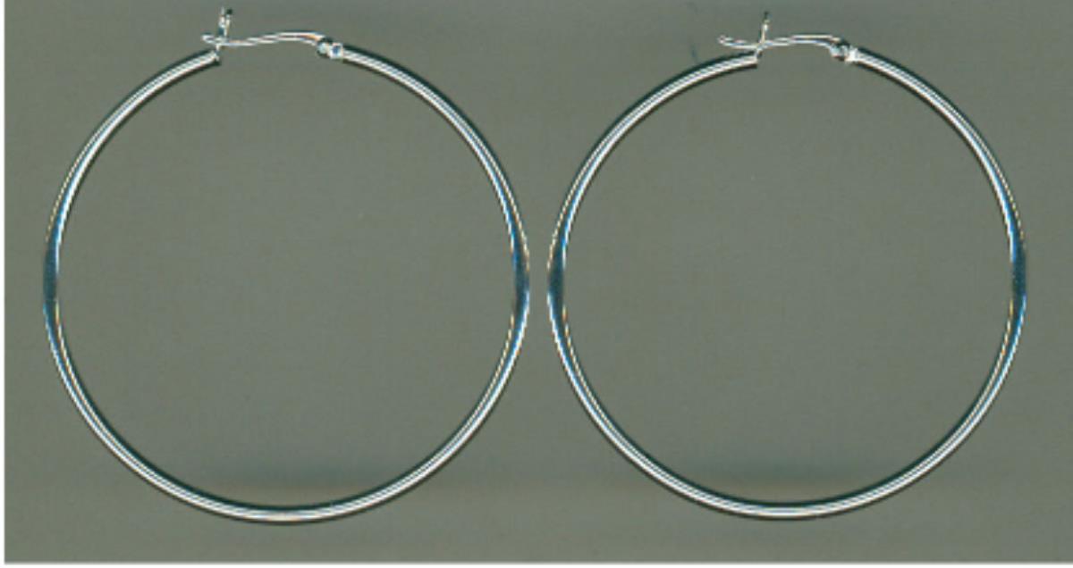 Sterling Silver Rhodium 40X2MM Polished Tube Hoop Earring
