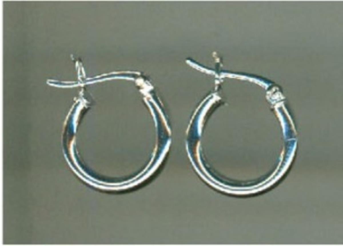 Sterling Silver Rhodium 15x2.5MM Polished Hoop Earring