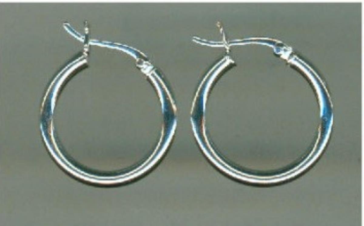 Sterling Silver Rhodium 20x2.5MM Polished Hoop Earring