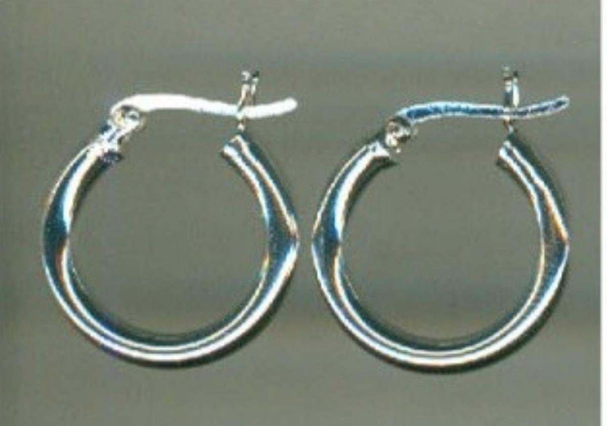 Sterling Silver Rhodium 20X3MM Polished Tube Hoop Earring