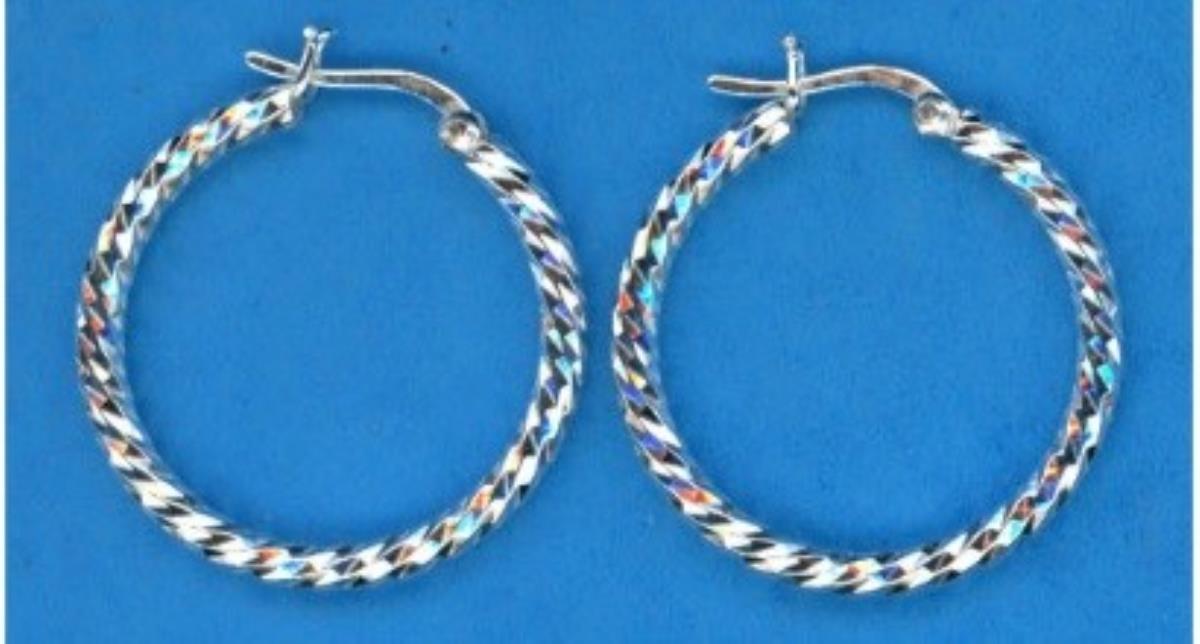 Sterling Silver Rhodium 30x3MM DC Hoop Earrings