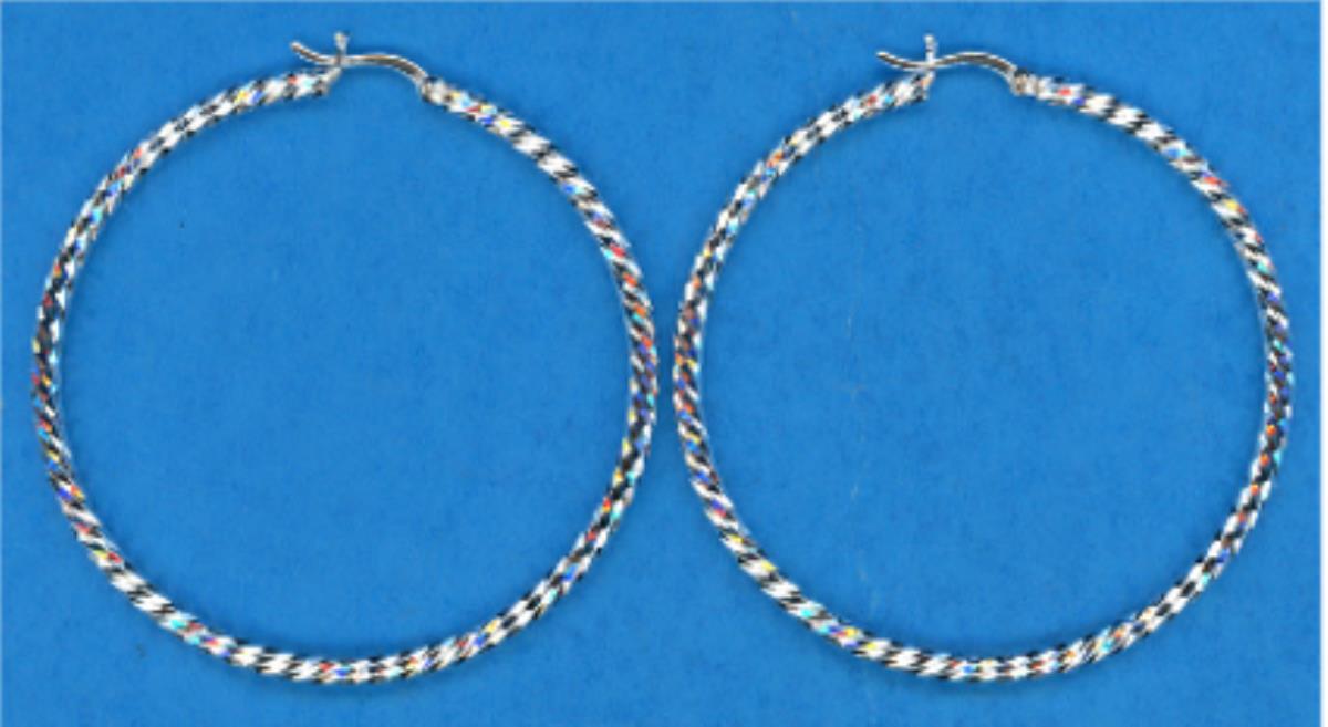 Sterling Silver Rhodium 60x3MM DC Hoop Earrings