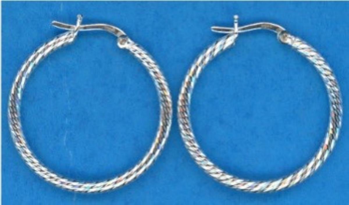 Sterling Silver Rhodium 30X2.5MM DC Hoop Earring