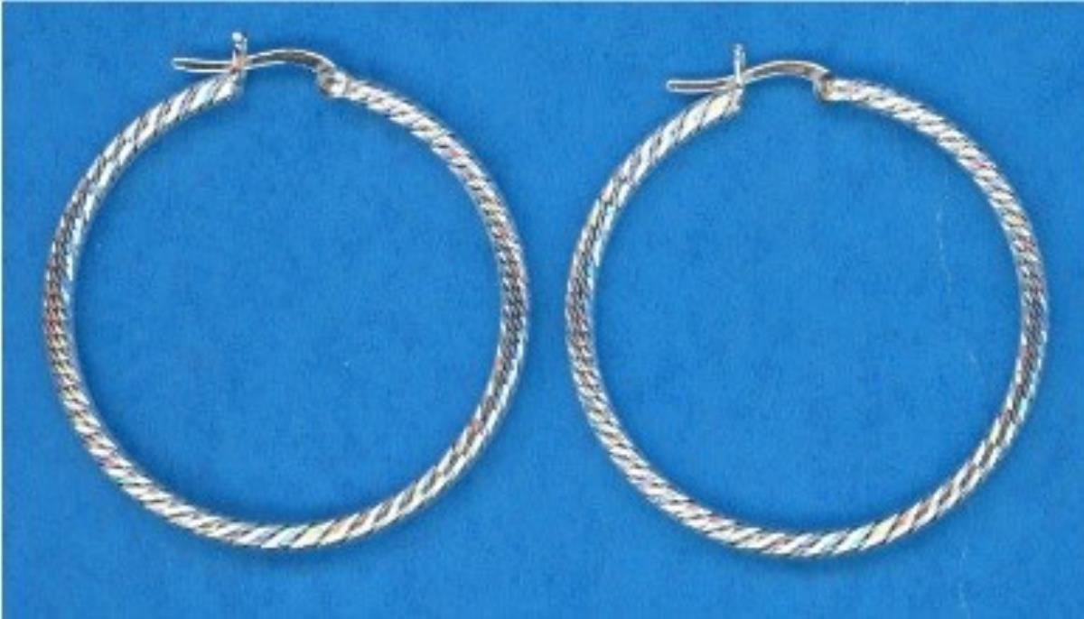 Sterling Silver Rhodium 50X2.5MM DC Hoop Earring