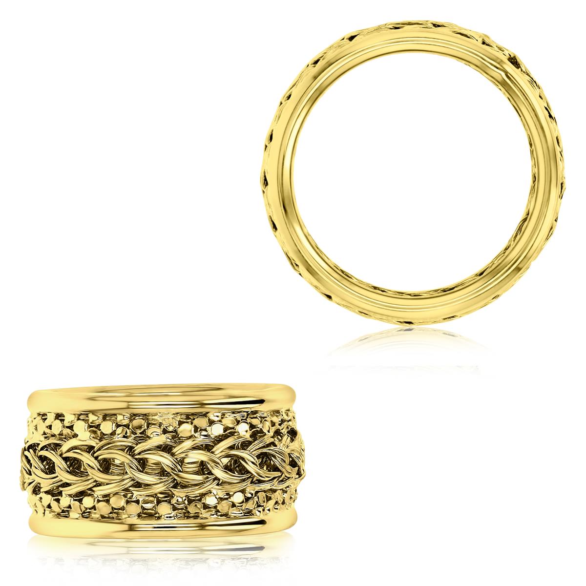 10K Yellow Gold 11mm Mixed Link Fashion Ring
