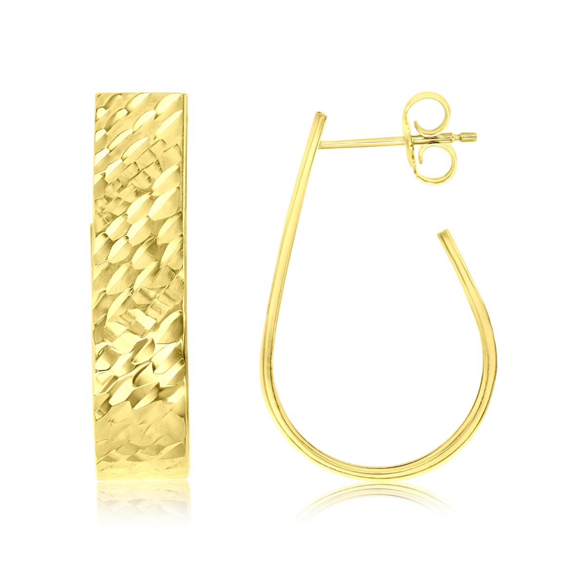 10K Yellow Gold 22X6mm Fancy Diamond Cut J Hoop Earrings