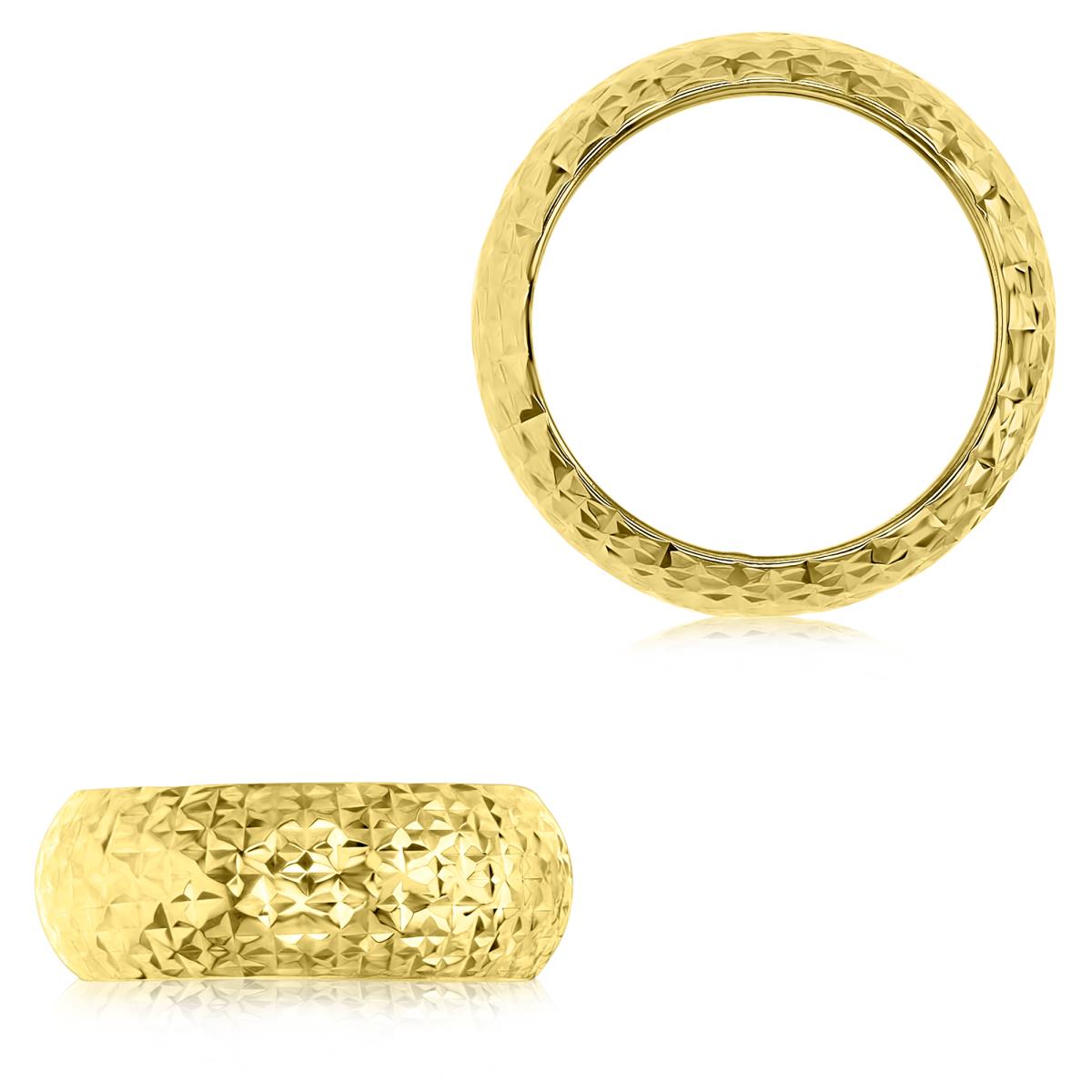 14K Yellow Gold 8mm Diamond Cut Bombe Band Ring