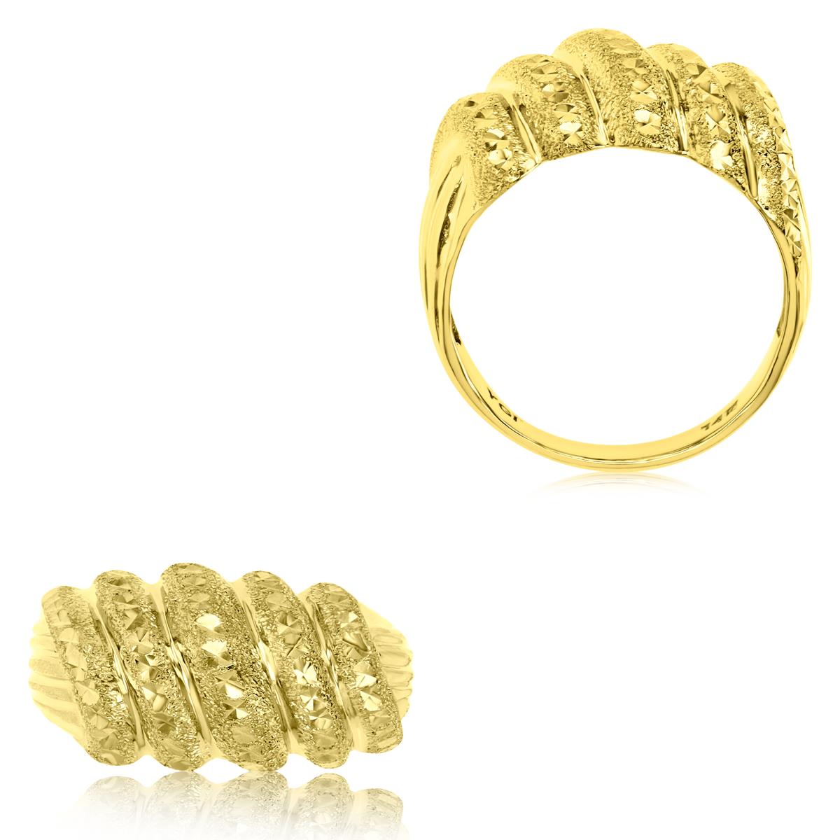 14K Yellow Gold 10X2mm Tripple Wave Ring