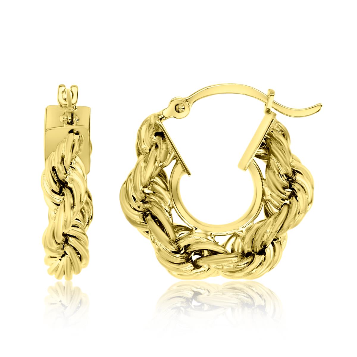 10K Yellow Gold 18X4mm Twisted Rope Hoop Earrings
