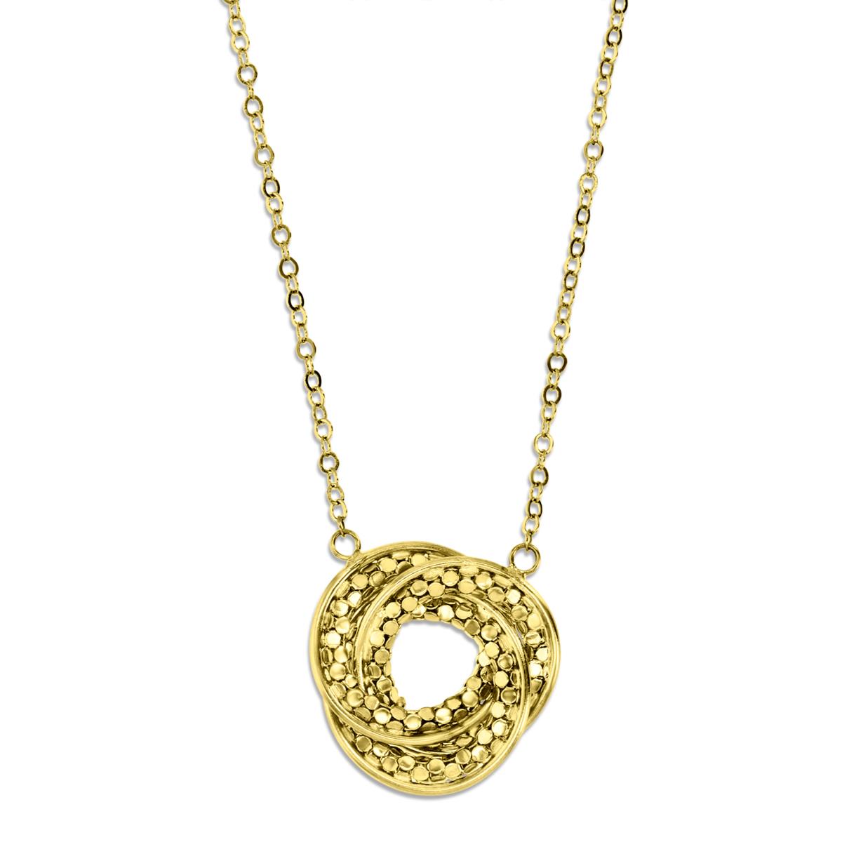 14K Yellow Gold 18mm Triple Interlocking Circles 17" Necklace