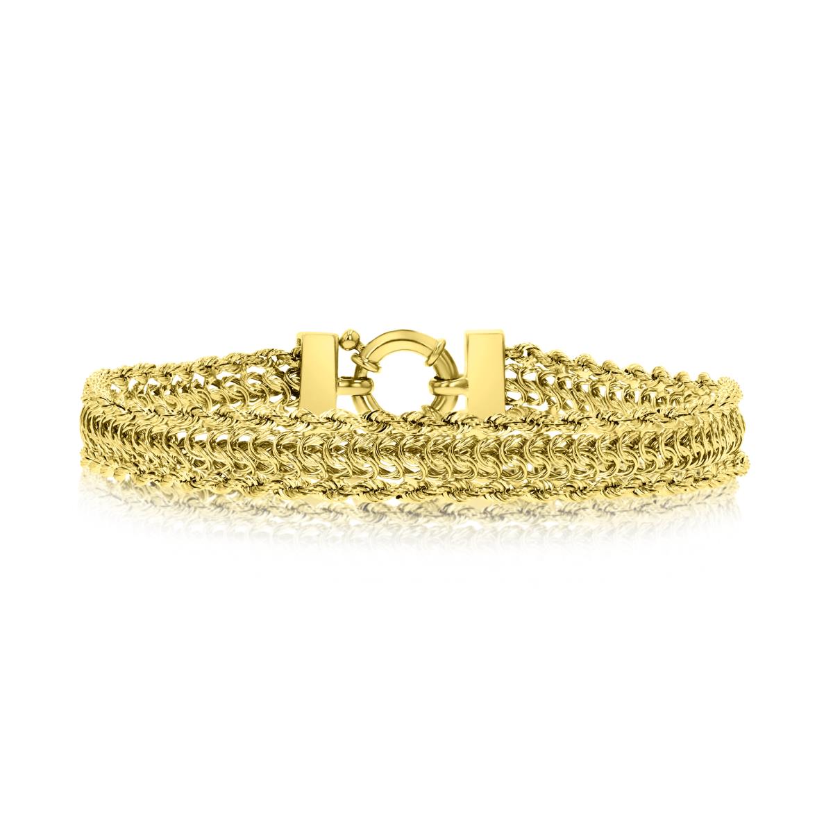 14K Yellow Gold 8.5mm Twisted Rope Diamond Cut 7.5" Bracelet
