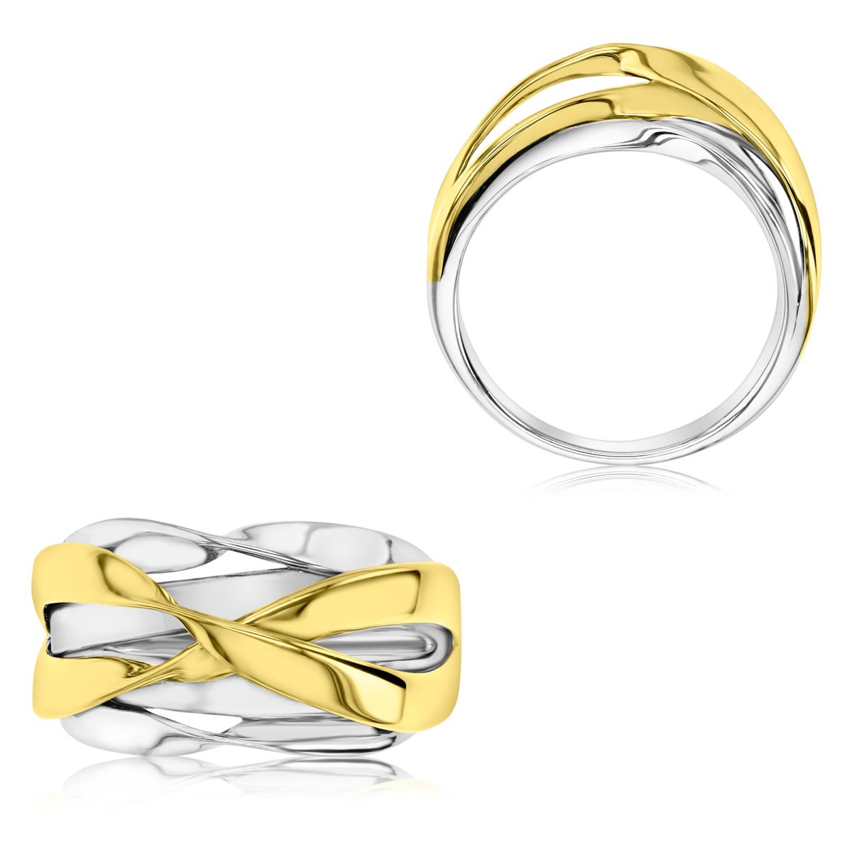Sterling Silver Yellow & White 11mm Knot Polished Ring