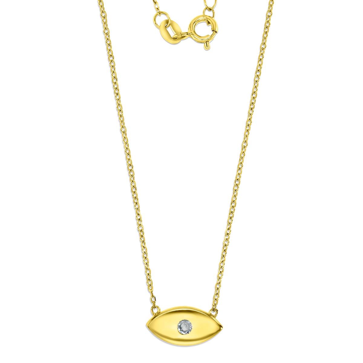 Sterling Silver Yellow Polished White CZ Eye Shape 16+2'' Necklace