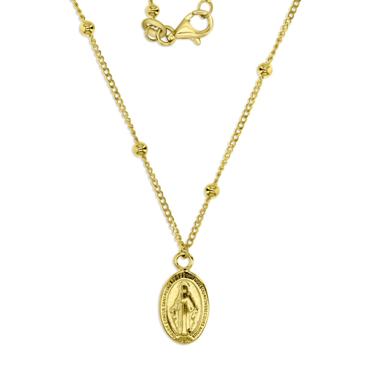 14K Yellow Gold 18" Beaded Virgin Mary Necklace