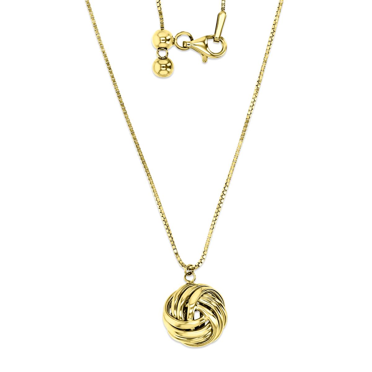 10K Yellow Gold 12mm Love Knot 17" Adjustable Necklace