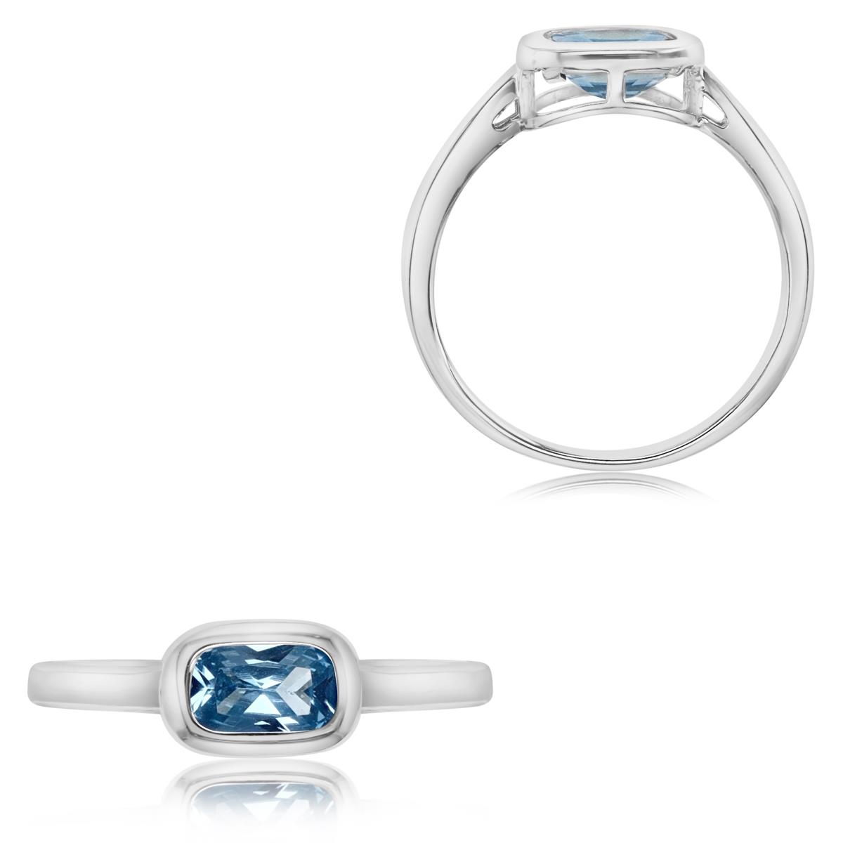 Sterling Silver Rhodium 5X7MM Polished Cr Blue Spinel Bezel Ring
