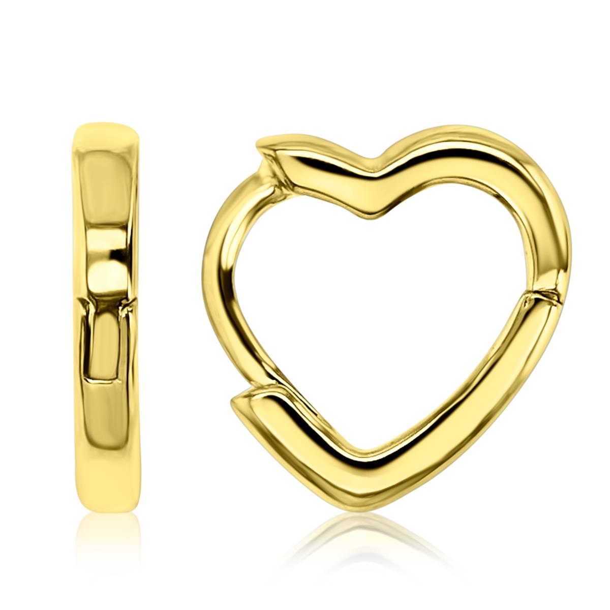 Sterling Silver Yellow 11X10MM Polished Heart Huggie Earrings