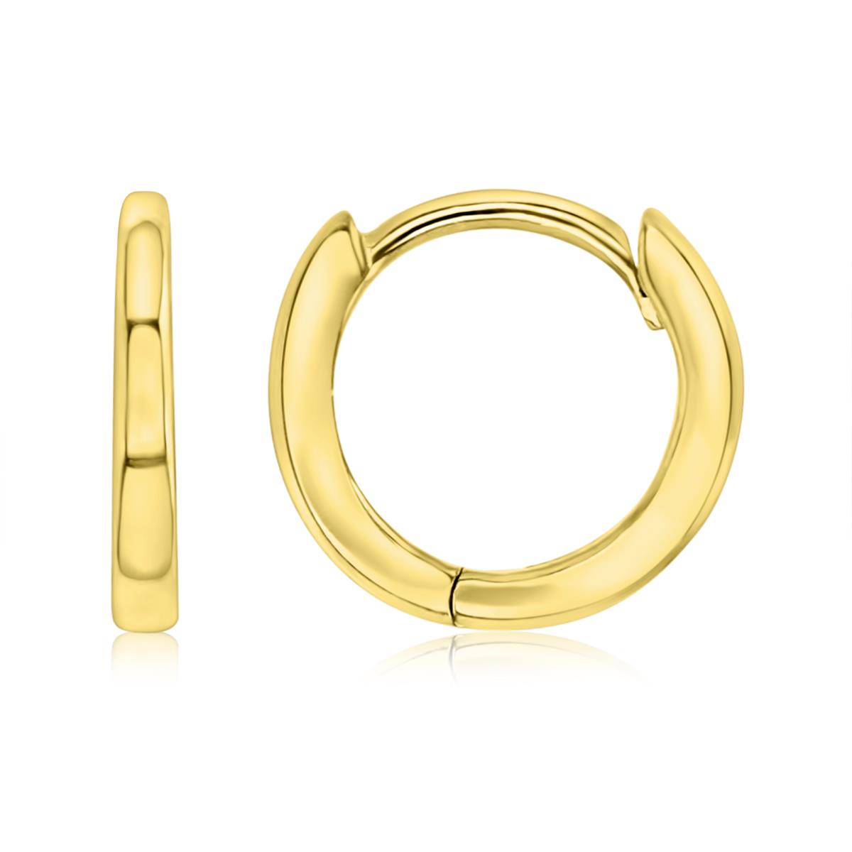 Sterling Silver Yellow 11MM Polished Huggie Earrings