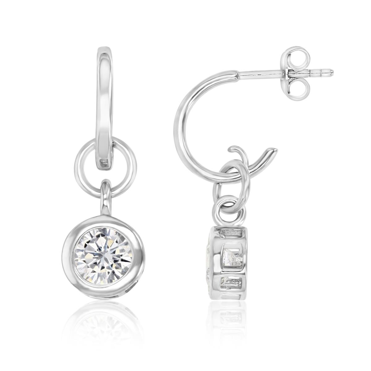 Sterling Silver Rhodium Polished White CZ Dangling Earring