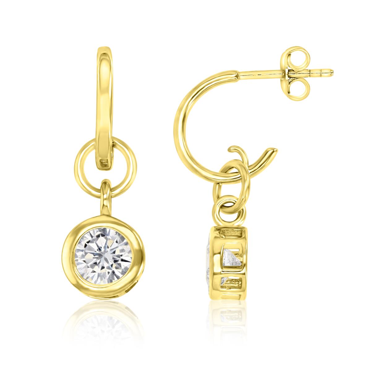 Sterling Silver Yellow Polished White CZ Dangling Earring
