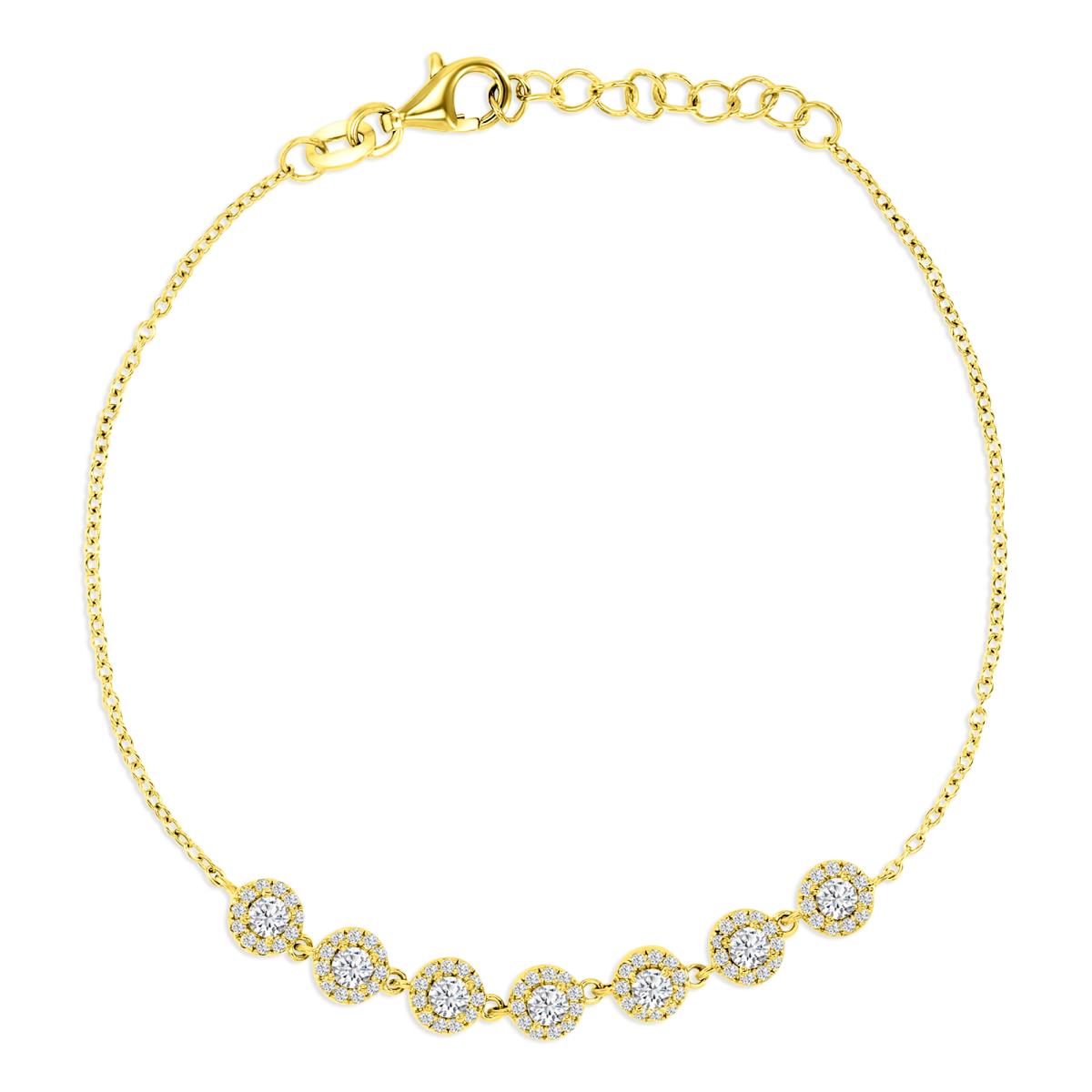 Sterling Silver Yellow 5MM Polished White CZ Linked Bracelet