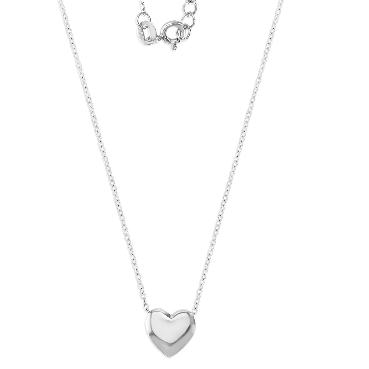 Sterling Silver Rhodium 10X9MM Polished Heart 13+2" Necklace