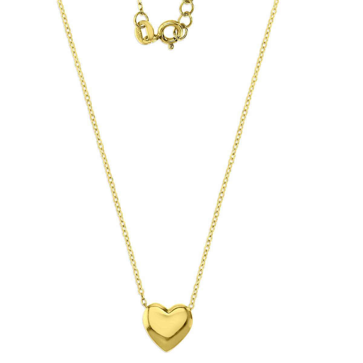 Sterling Silver Yellow 1M 10X9MM Polished Heart 13+2" Necklace