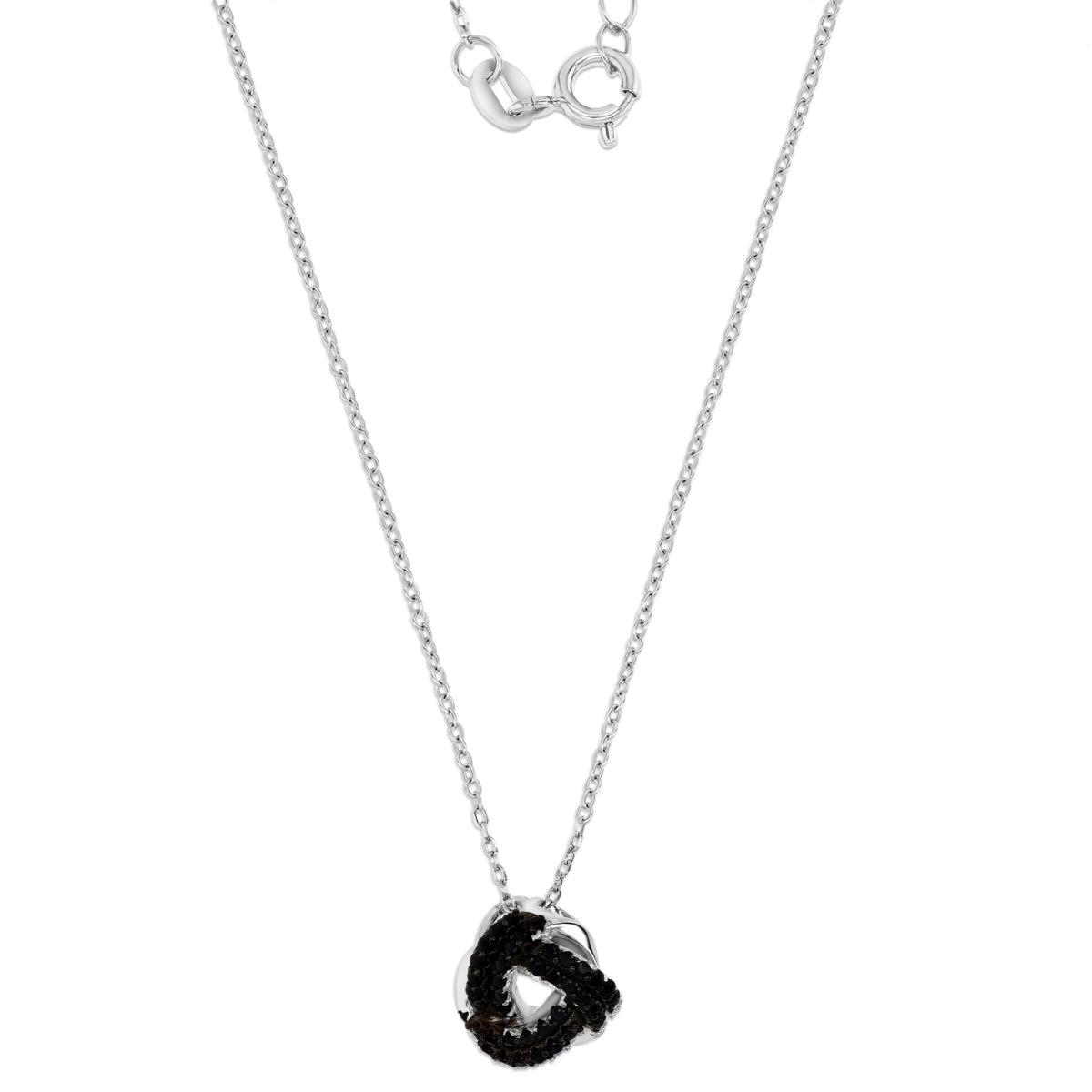 Sterling Silver Rhodium 13MM Polished Black Spinel Knot 18+2" Necklace