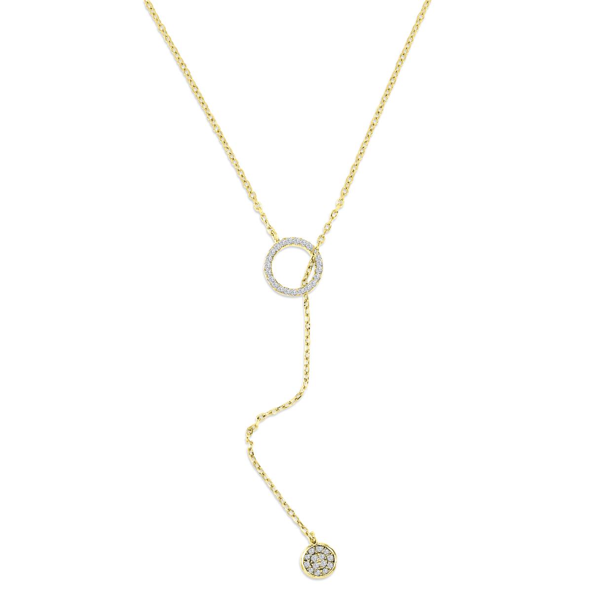 Sterling Silver Yellow 1M Polished White CZ Bezel & Cut Out Circle Slide 22'' Necklace