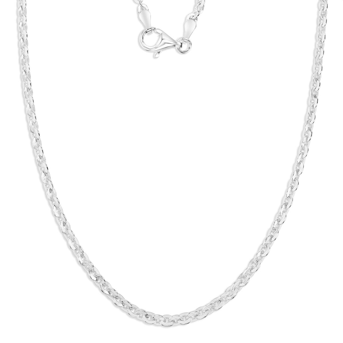Sterling Silver Anti-Tarnish 80, 3MM Polished Cable 20" Chain