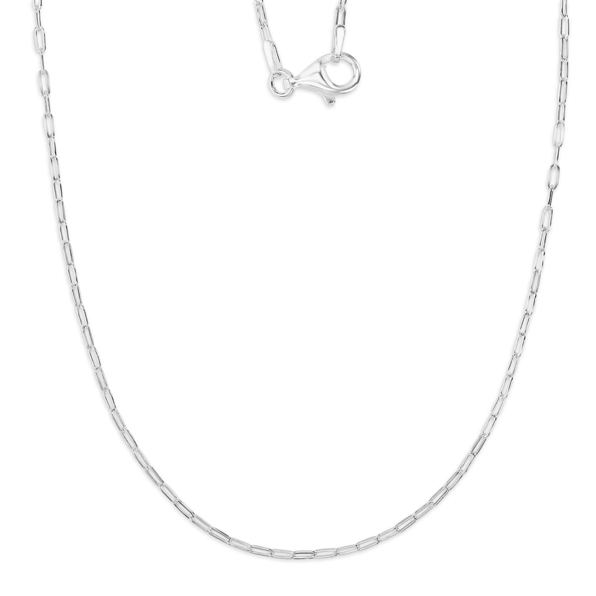 Sterling Silver Anti-Tarnish 40, 1.5MM Polished Paper Clip 20" Chain