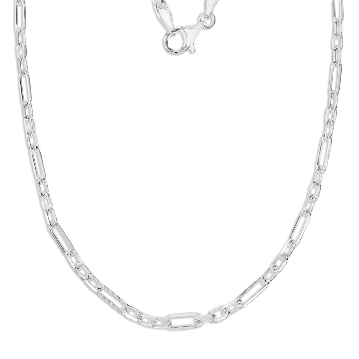 Sterling Silver Anti-Tarnish 100, 3.5MM Polished Cable-Paper Clip Link 20" Chain