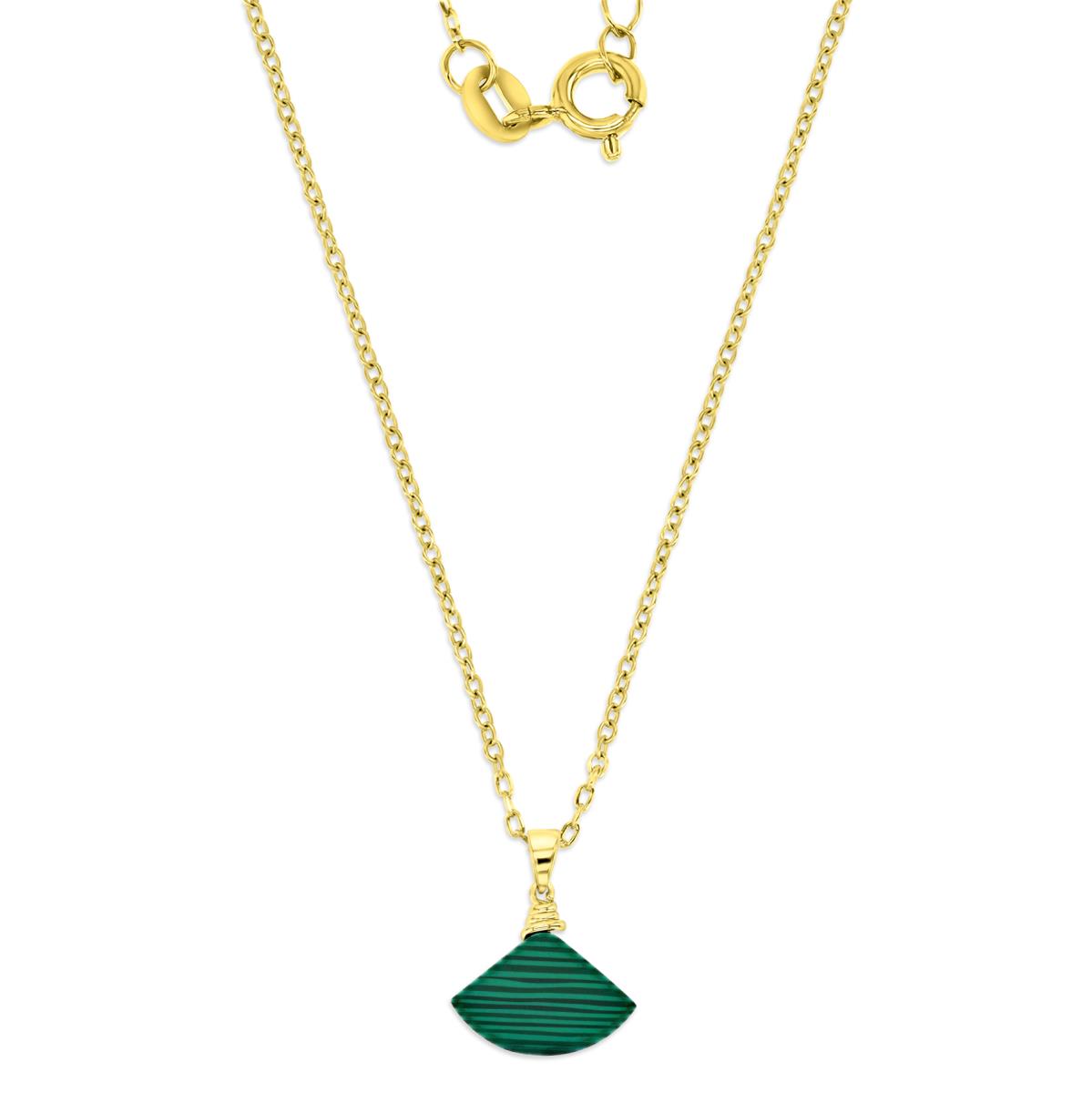 Sterling Silver Yellow 1M Polished Triangle Simulated Malachite 18'' Necklace