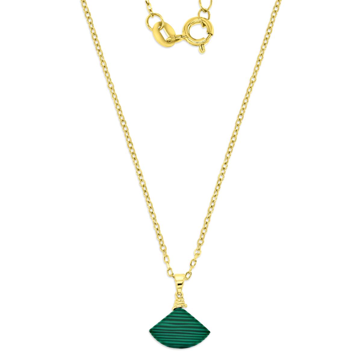 Sterling Silver Yellow 1M Polished Triangle Simulated Malachite 18'' Necklace