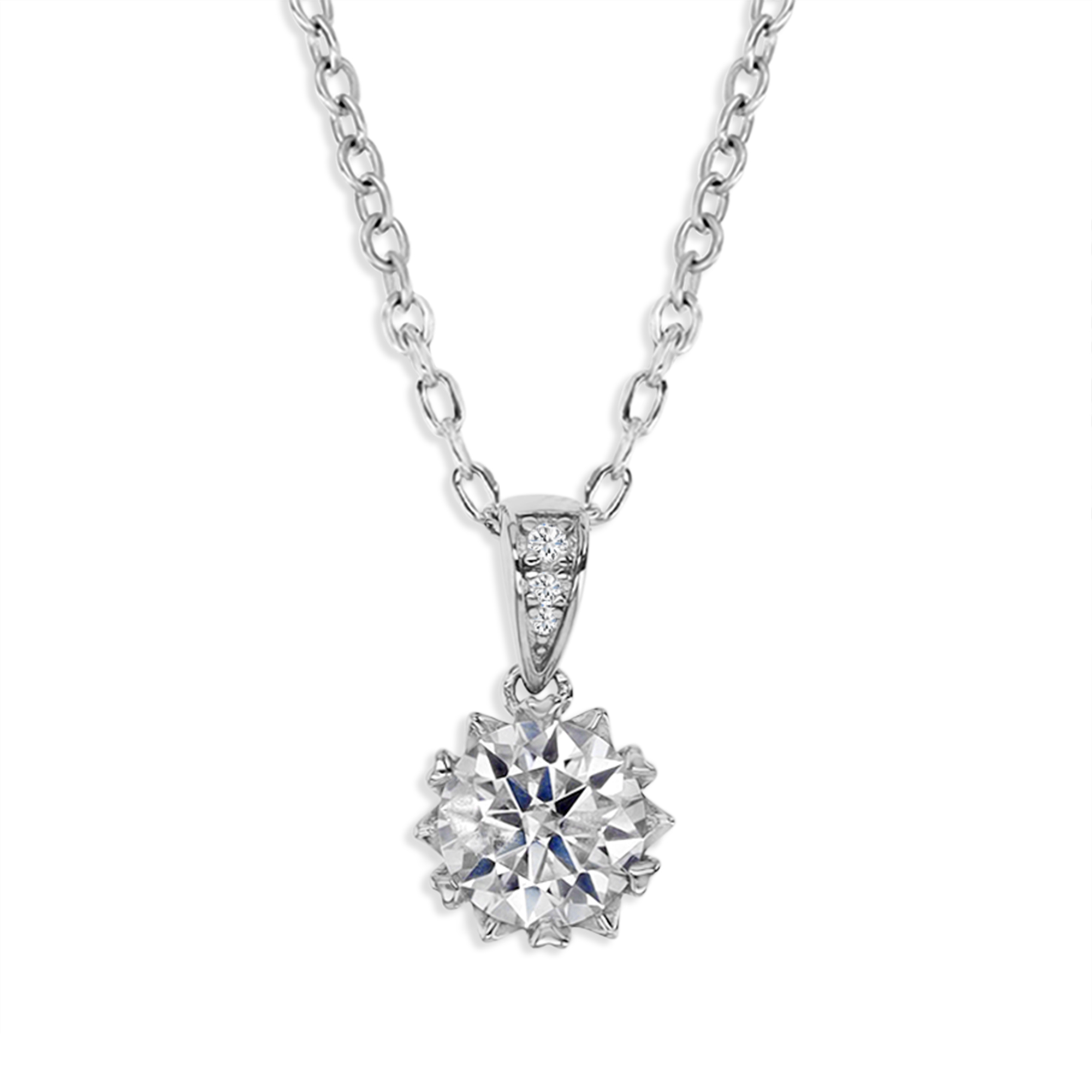 Sterling Silver Rhodium 1 CTW Polished Moissanite 18'' Solitaire Necklace